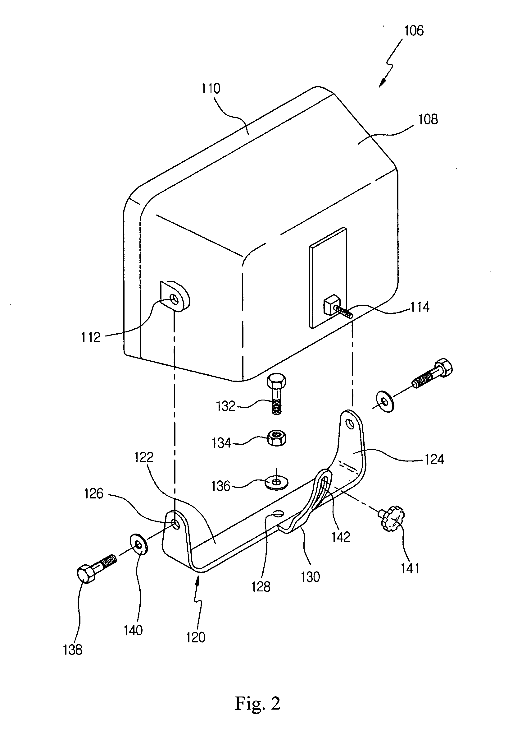 Structure of overhead lamp and mounting bracket for constructional vehicle