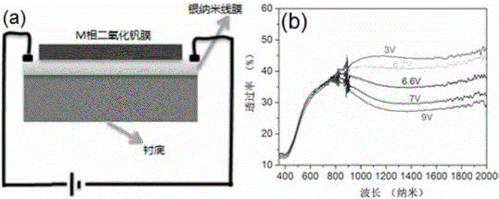 Silver nanowire-m-phase vanadium dioxide nanoparticle composite film and preparation method thereof