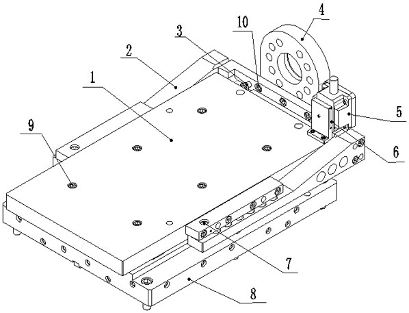 Unloading and positioning device suitable for robot loading and unloading flexible production line