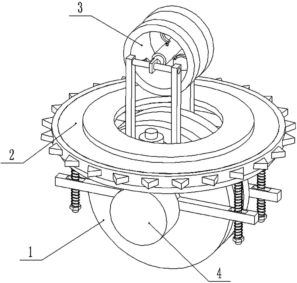 Elastic planet type high-voltage cable ice and snow cleaning robot