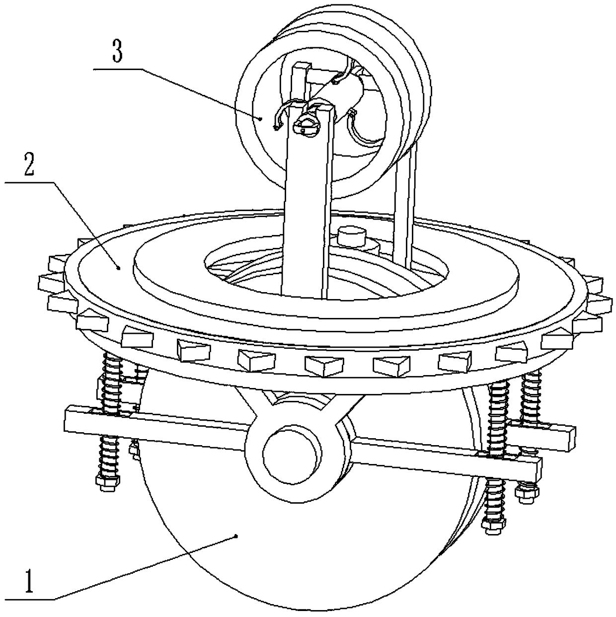 Elastic planet type high-voltage cable ice and snow cleaning robot