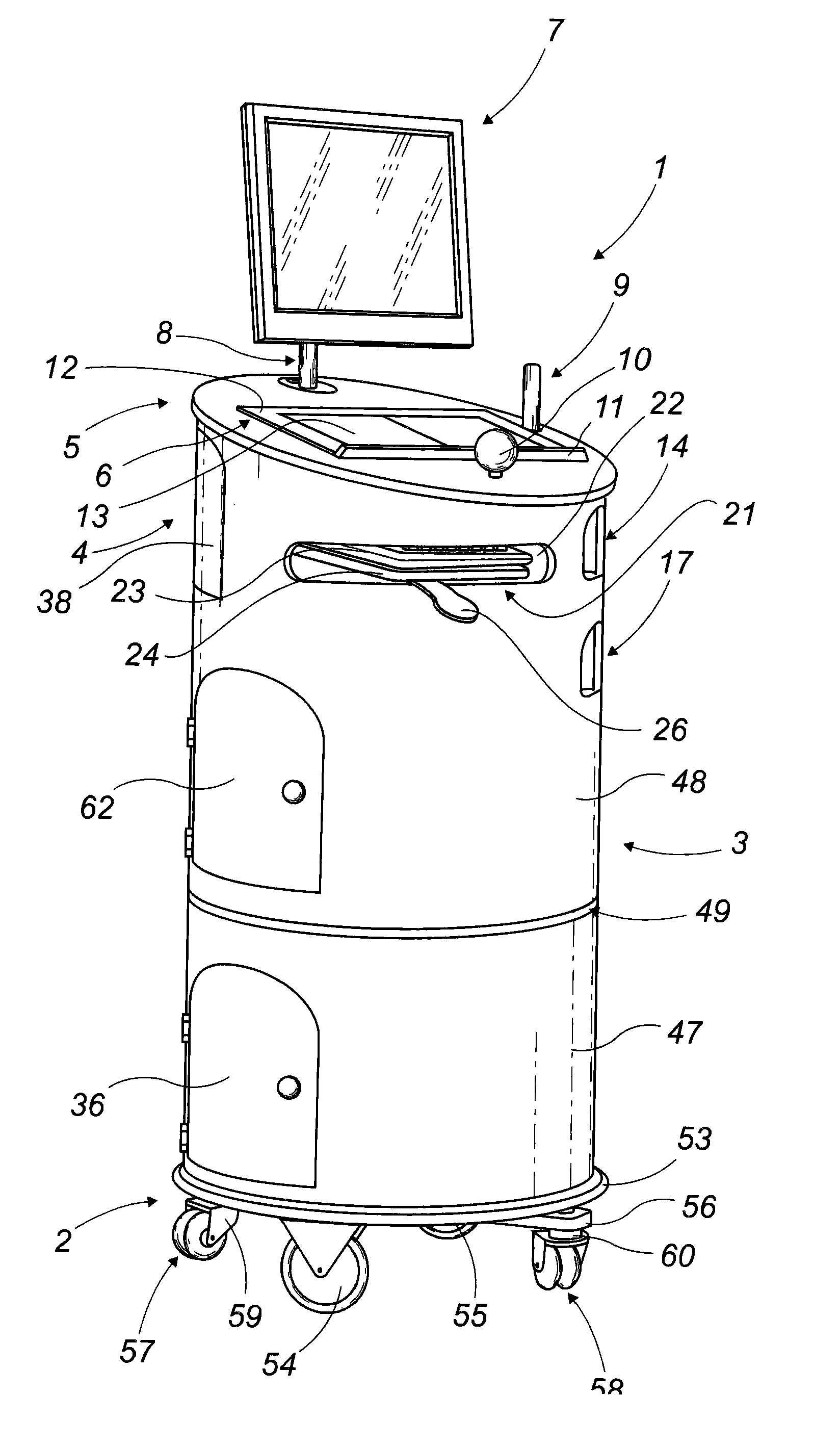 Multimedia, multiservice and connectable mobile assembly for diagnosis, prescriptions, medical checkups and nursing care