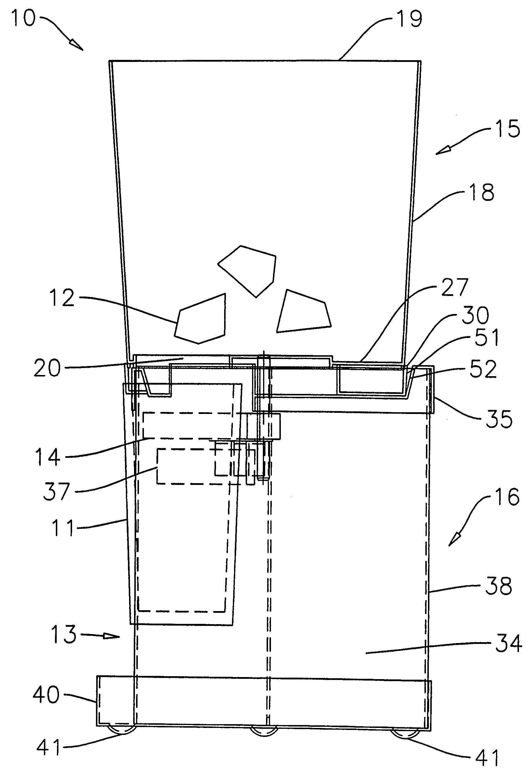 Ice bucket dispenser apparatus