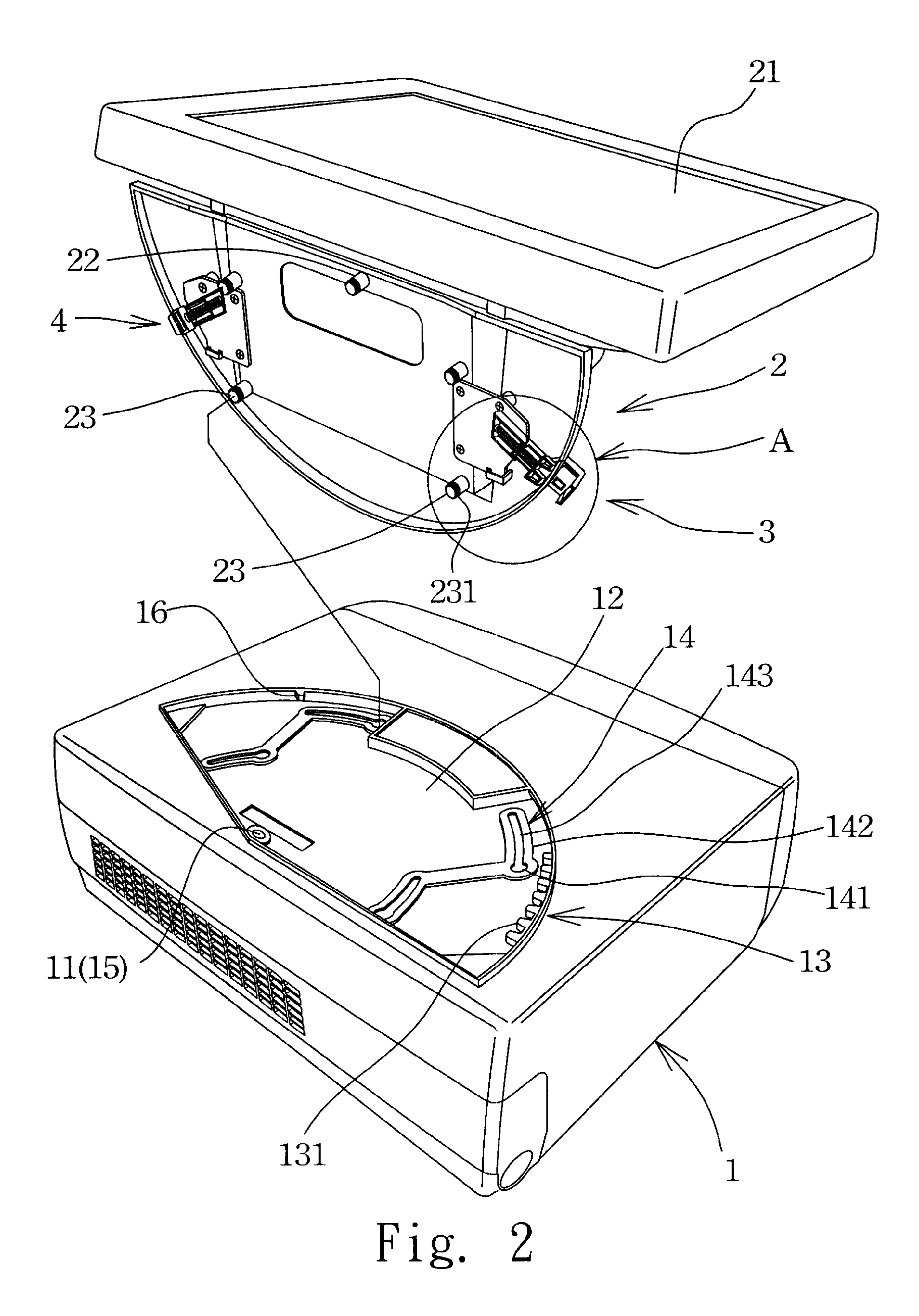 Mechanism for adjusting a rotary angle of an LCD