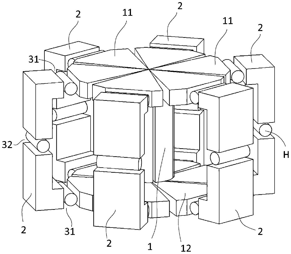 Hybrid magnetic circuit superconducting induction heating device based on split iron core