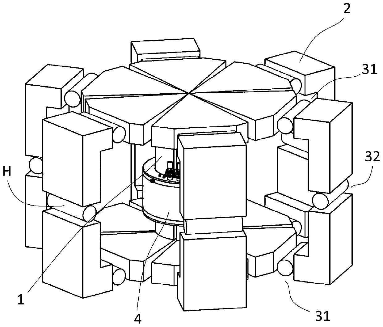 Hybrid magnetic circuit superconducting induction heating device based on split iron core