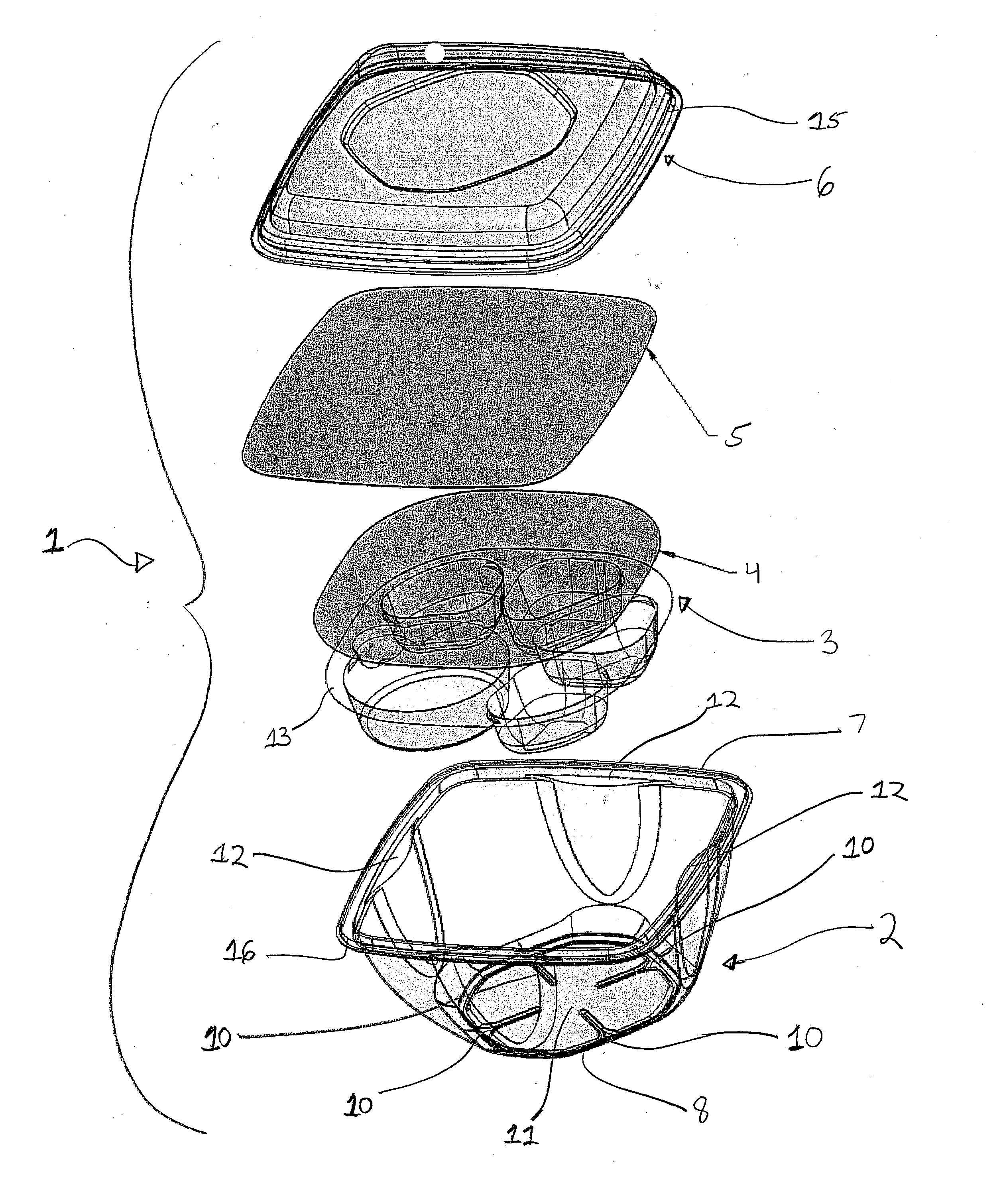 Food package having separate gas atmospheres