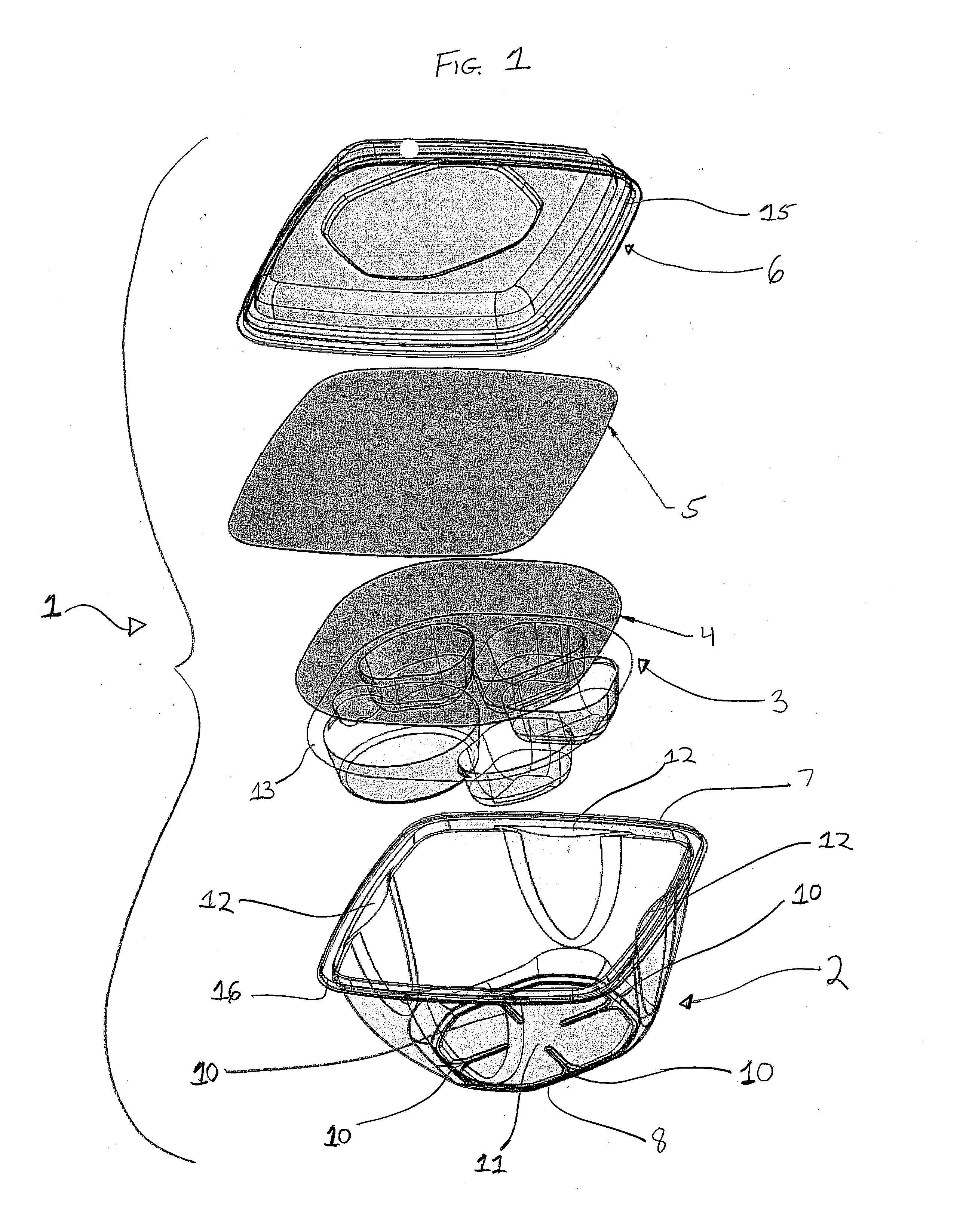 Food package having separate gas atmospheres