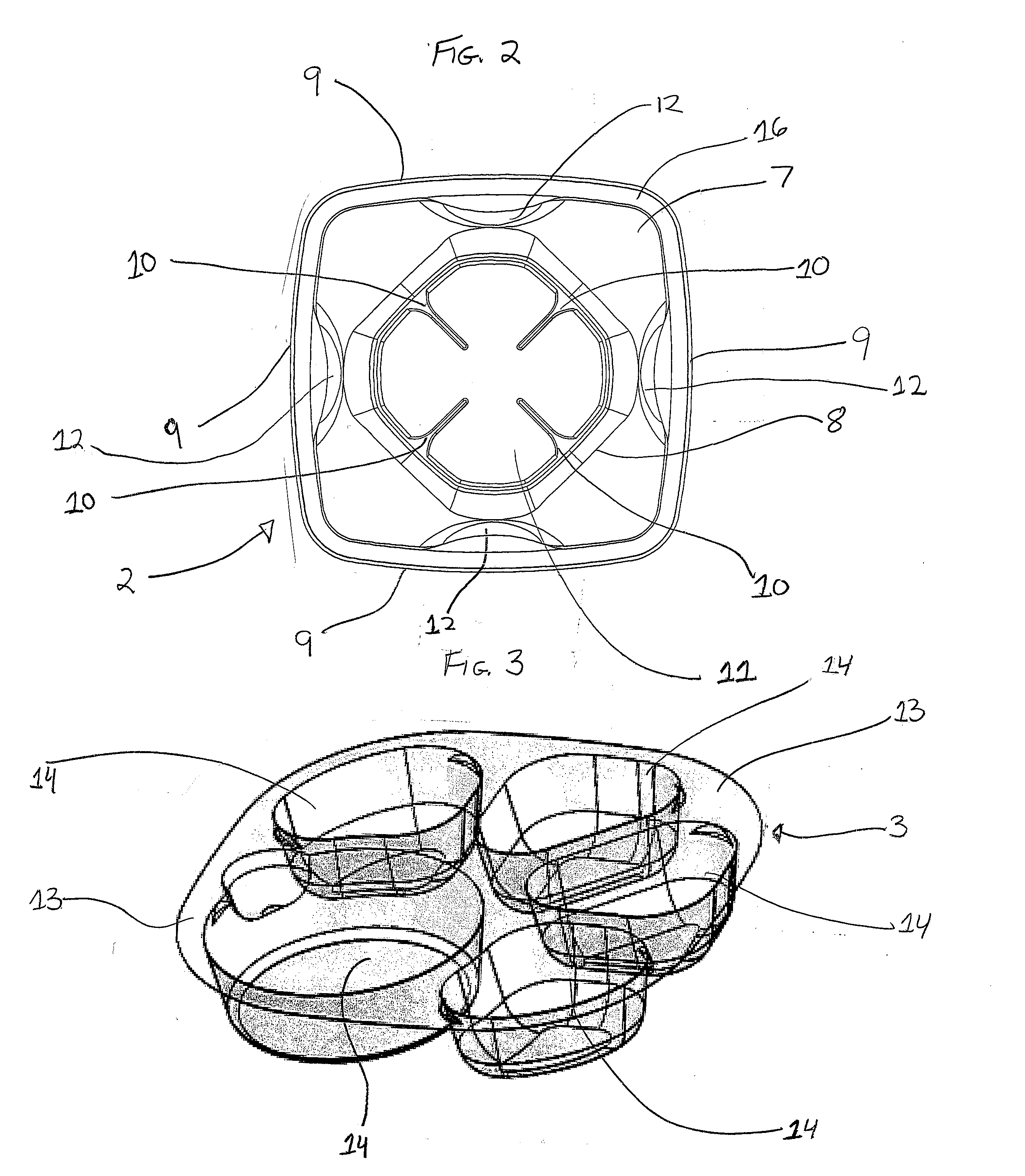 Food package having separate gas atmospheres