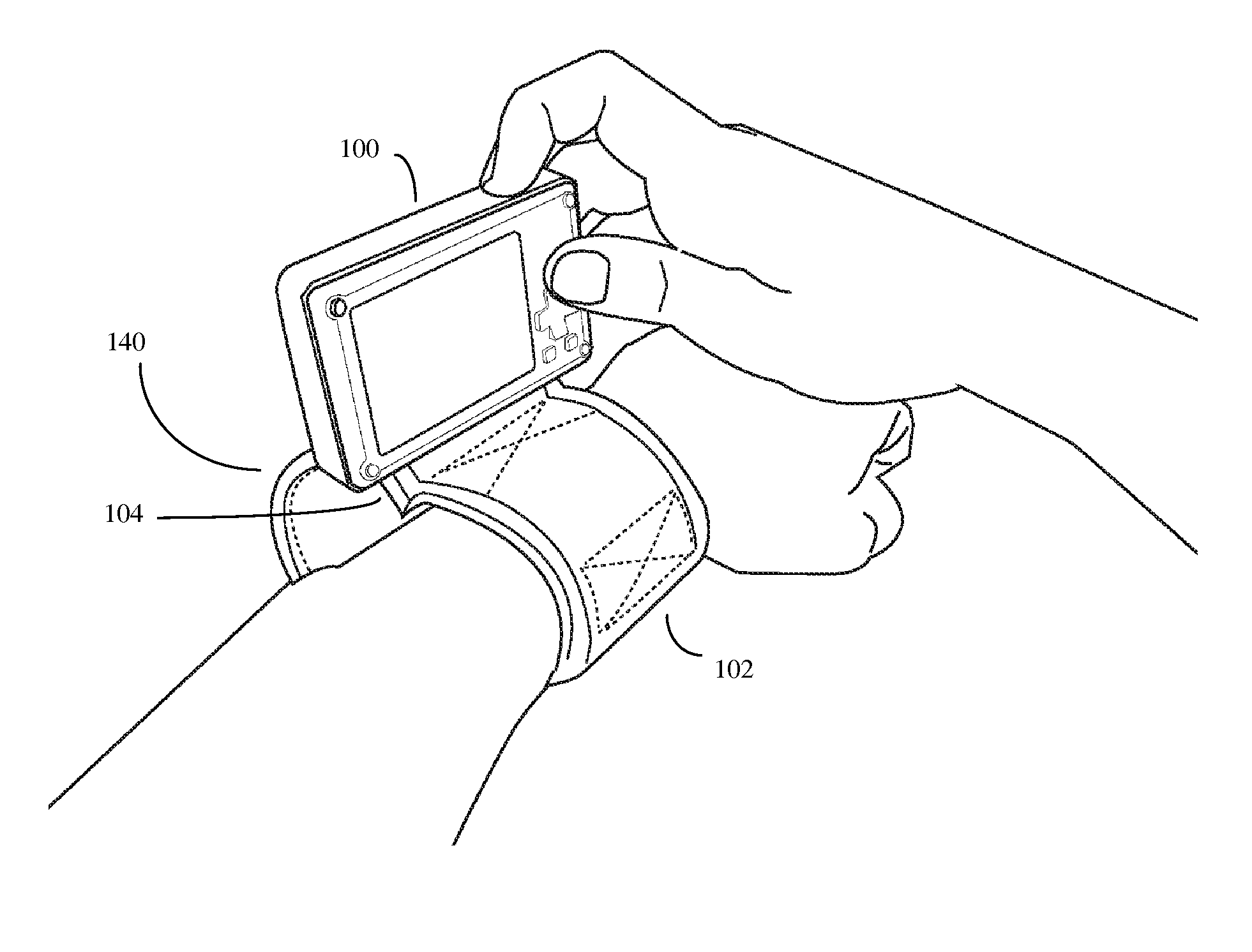 Wrist or arm strap with hinged mount for camera