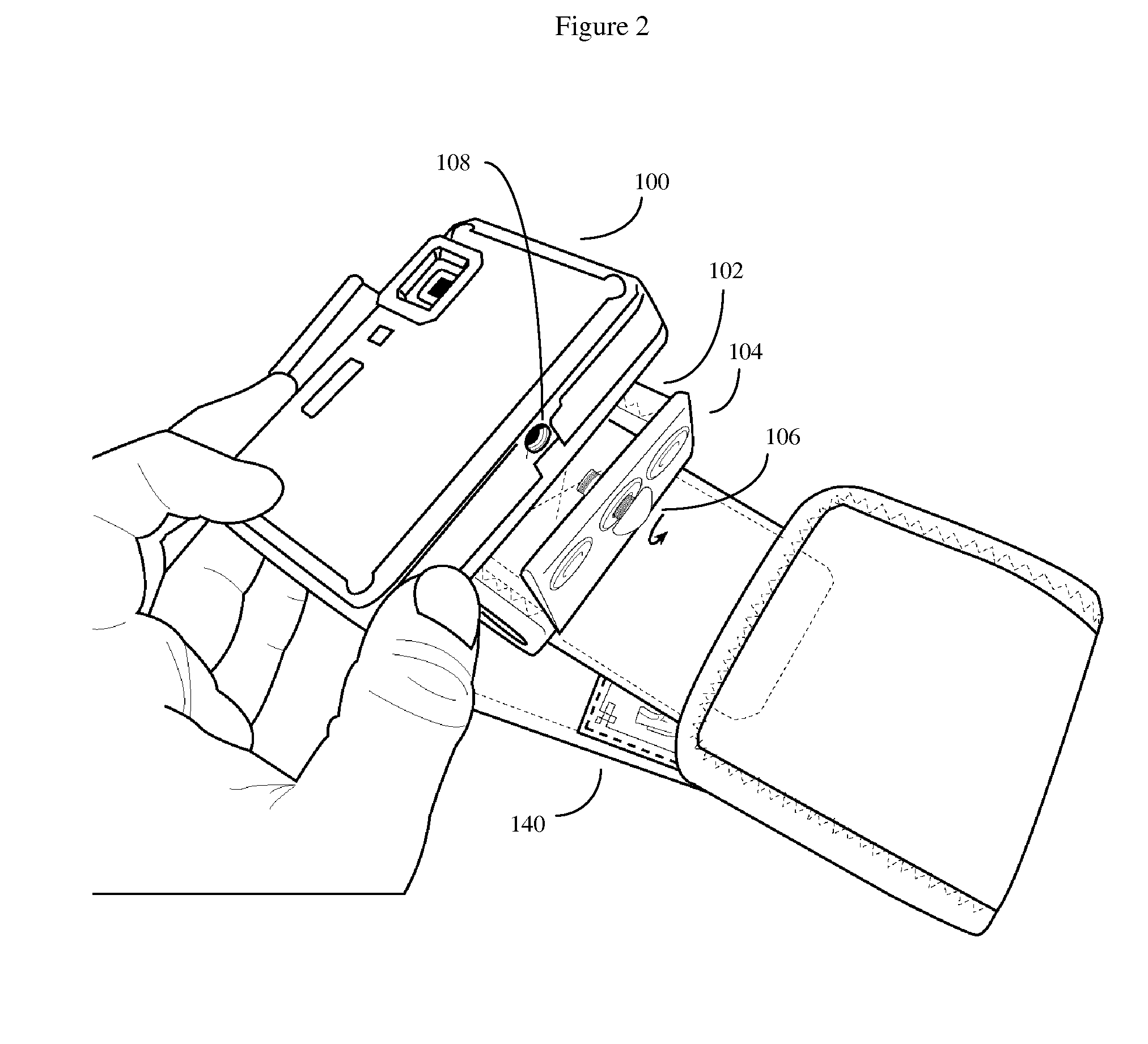 Wrist or arm strap with hinged mount for camera