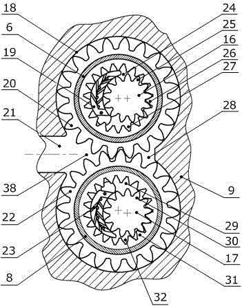 Internally-engaged gear pump applicable to high pressure and large flow