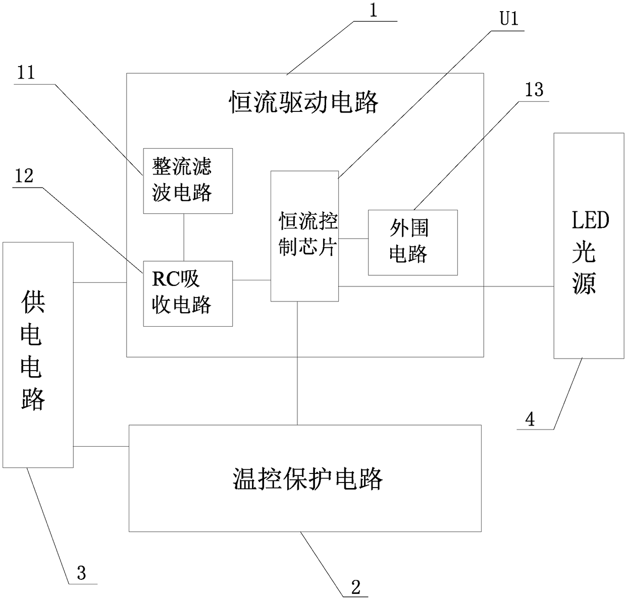 Temperature control protection drive circuit for LED bulb lamp