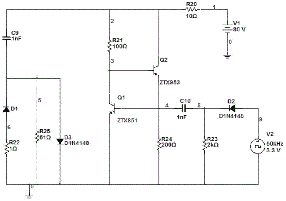 High repetition frequency narrow pulse laser emission circuit