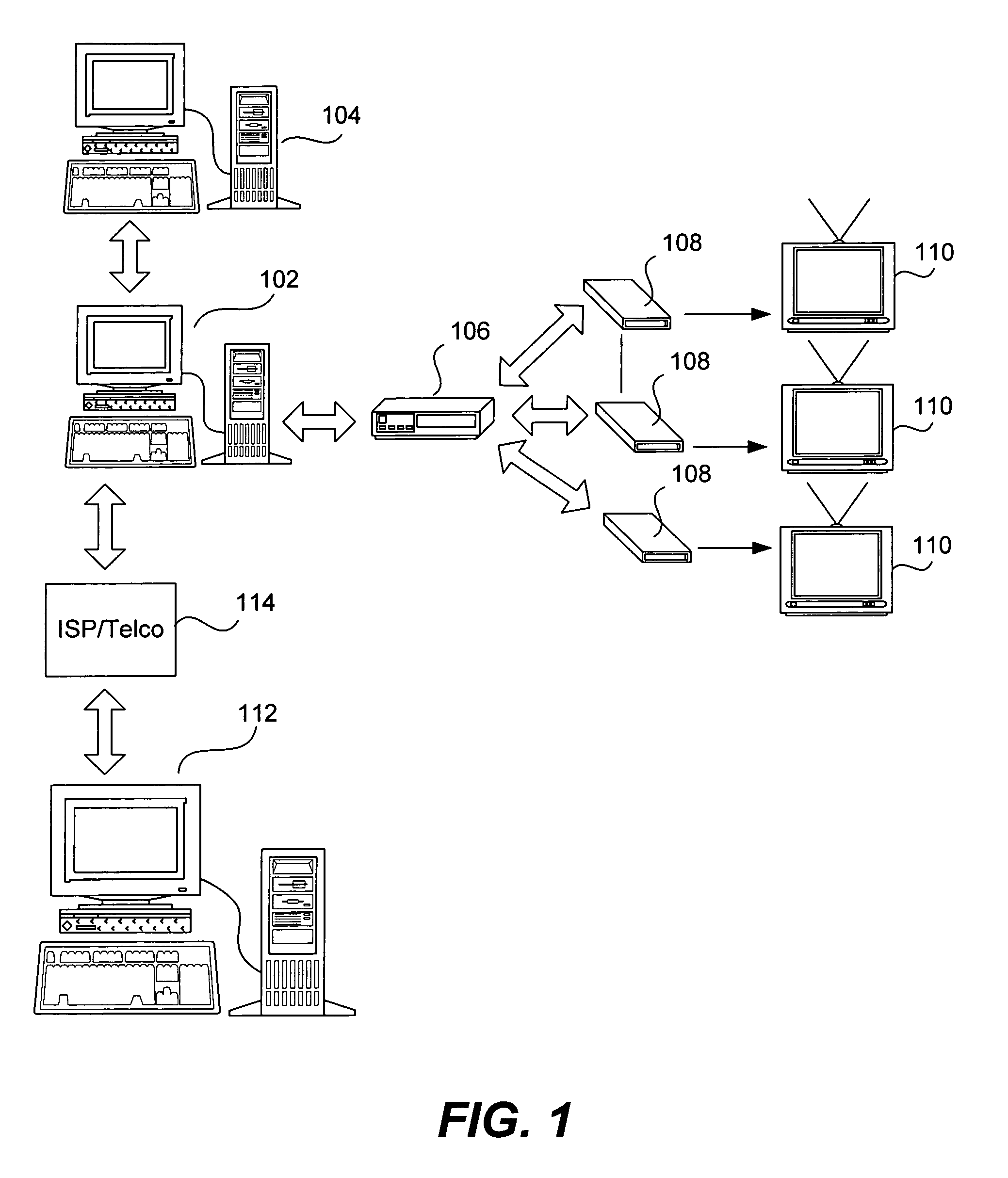 Interactive data transmission system having staged servers