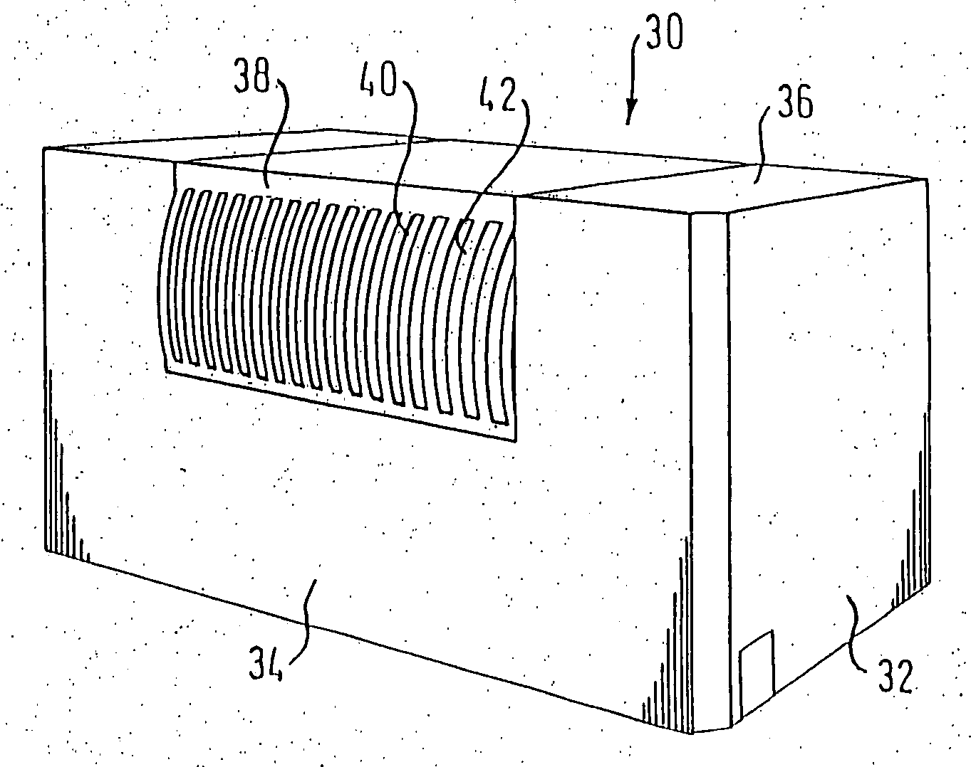 Housing component for a device to be ventilated