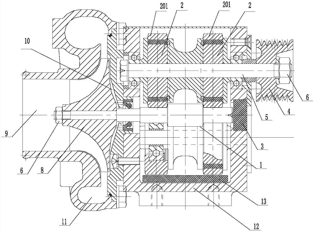 Supercharged power transmission assembly for suspension shaft centrifugal supercharger and centrifugal supercharger