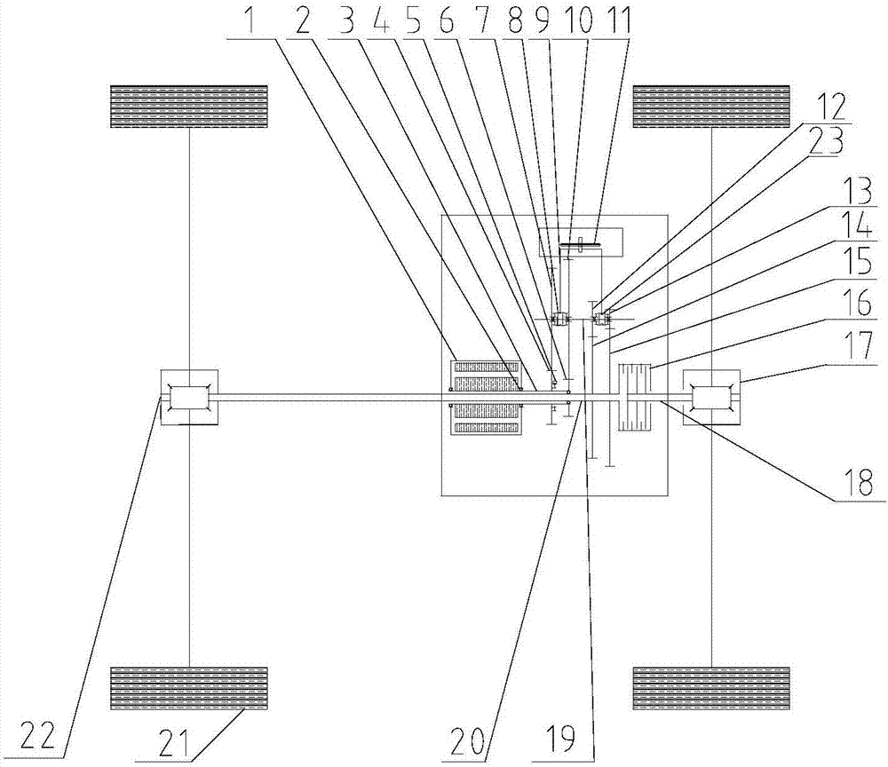 Drive switching and transmission variable speed system of hollow motor type electric vehicle