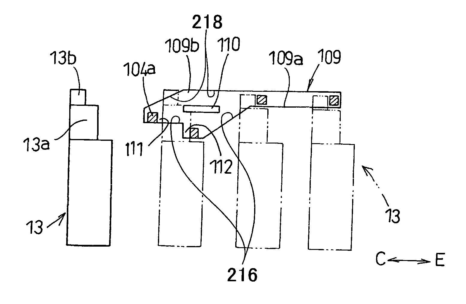 Printer with force transmitting path selecting mechanism