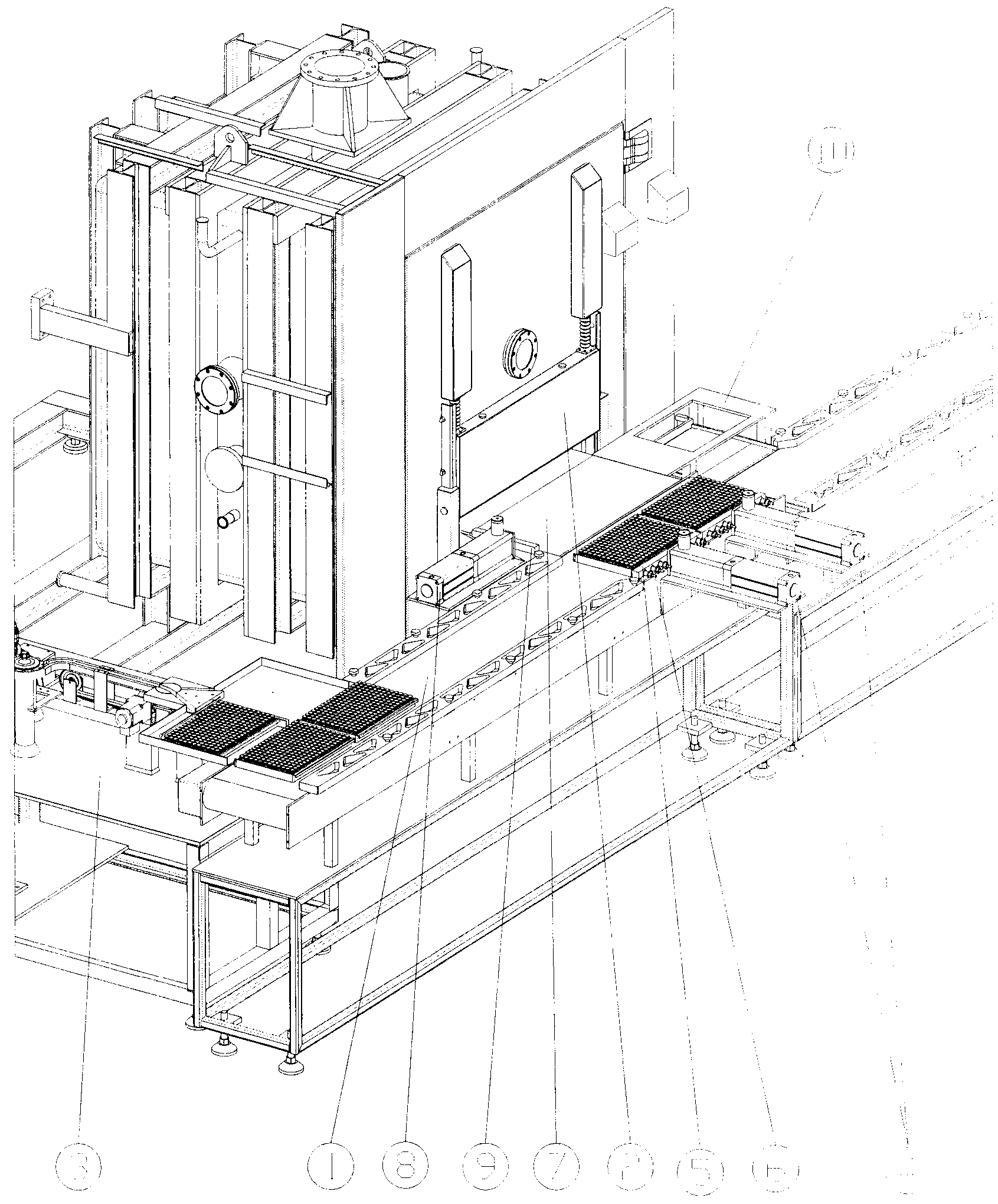 Automatic frame-type penicillin bottle preparation feeding and discharging device of freeze dryer