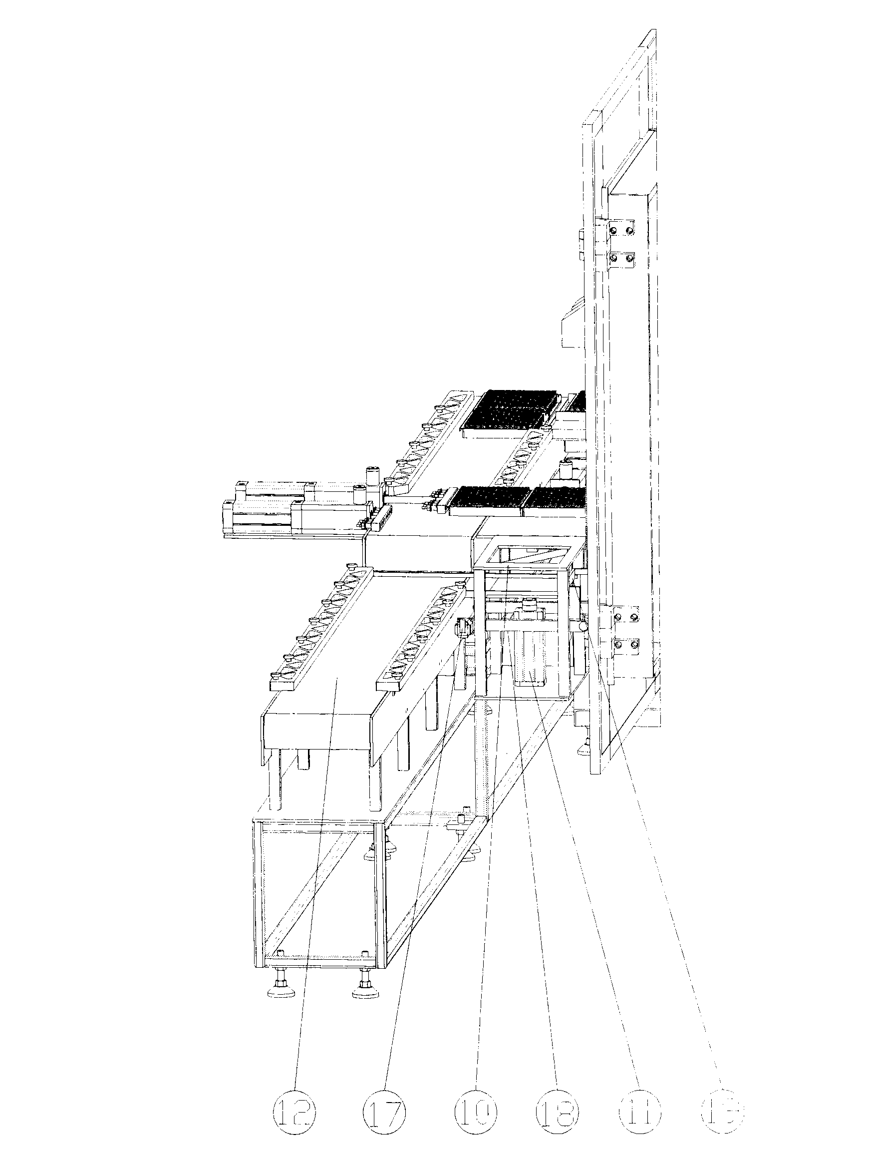 Automatic frame-type penicillin bottle preparation feeding and discharging device of freeze dryer