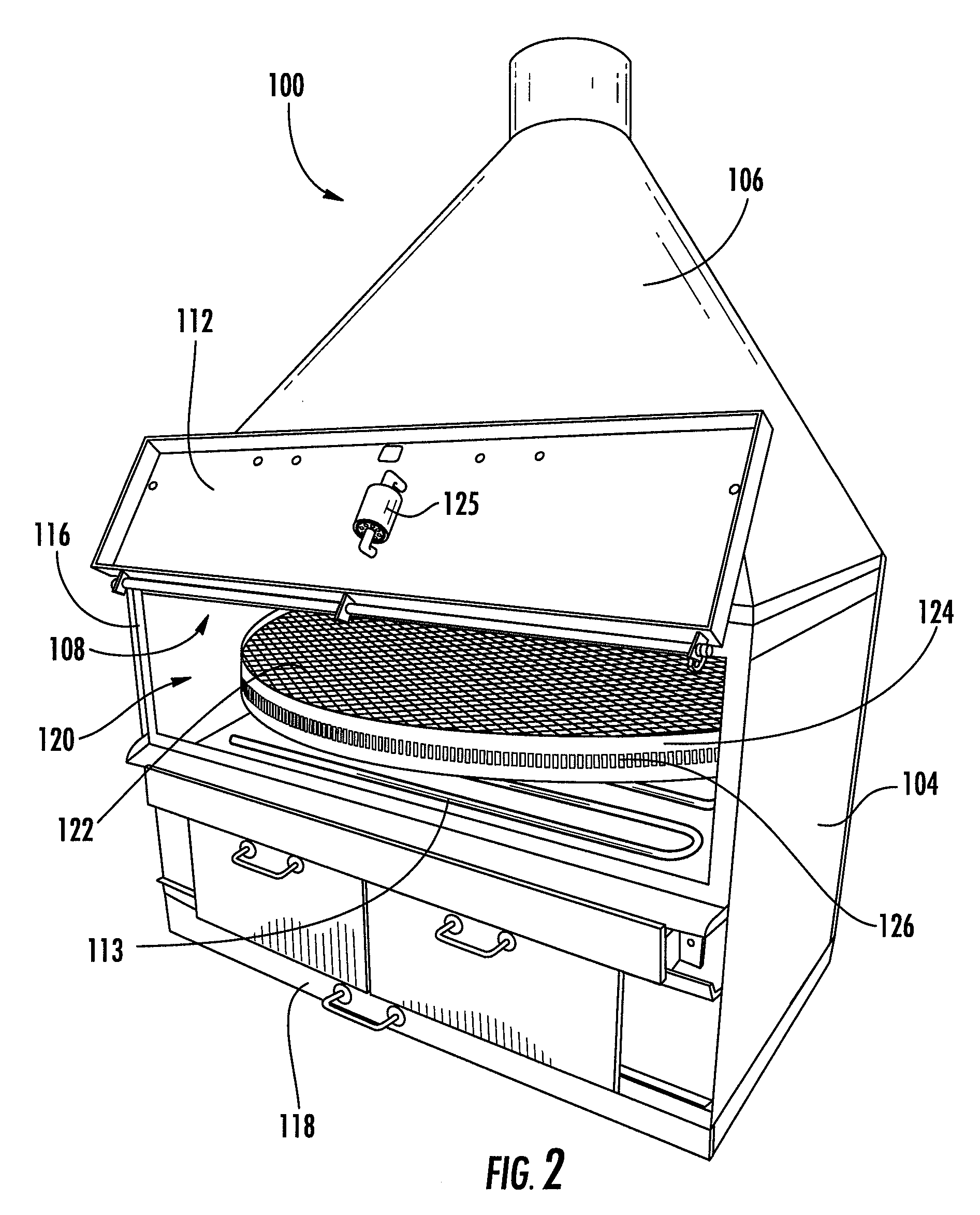 Barbeque oven with rotating cooking tray