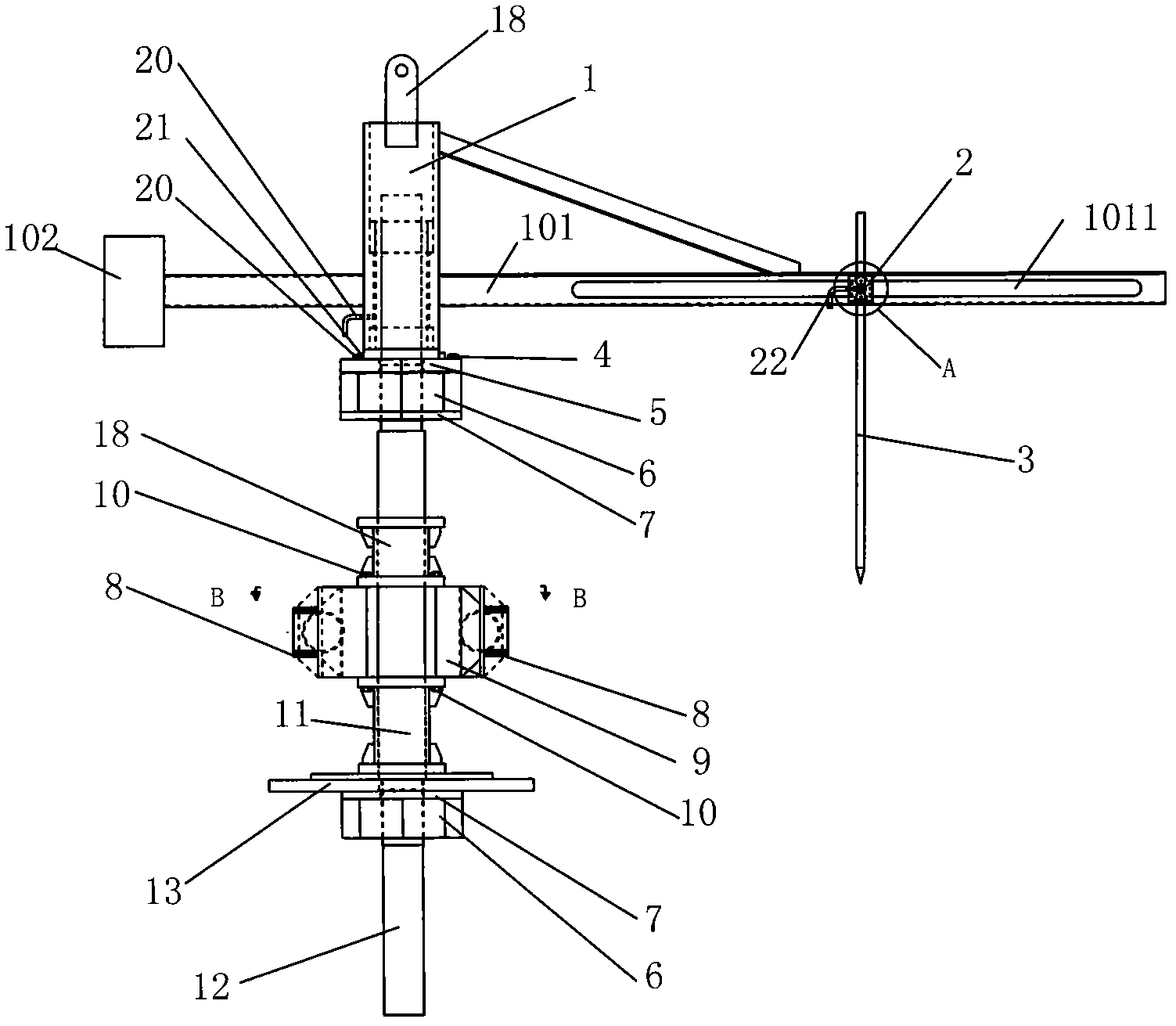 Device and method for repairing marine adjustable pitch oar