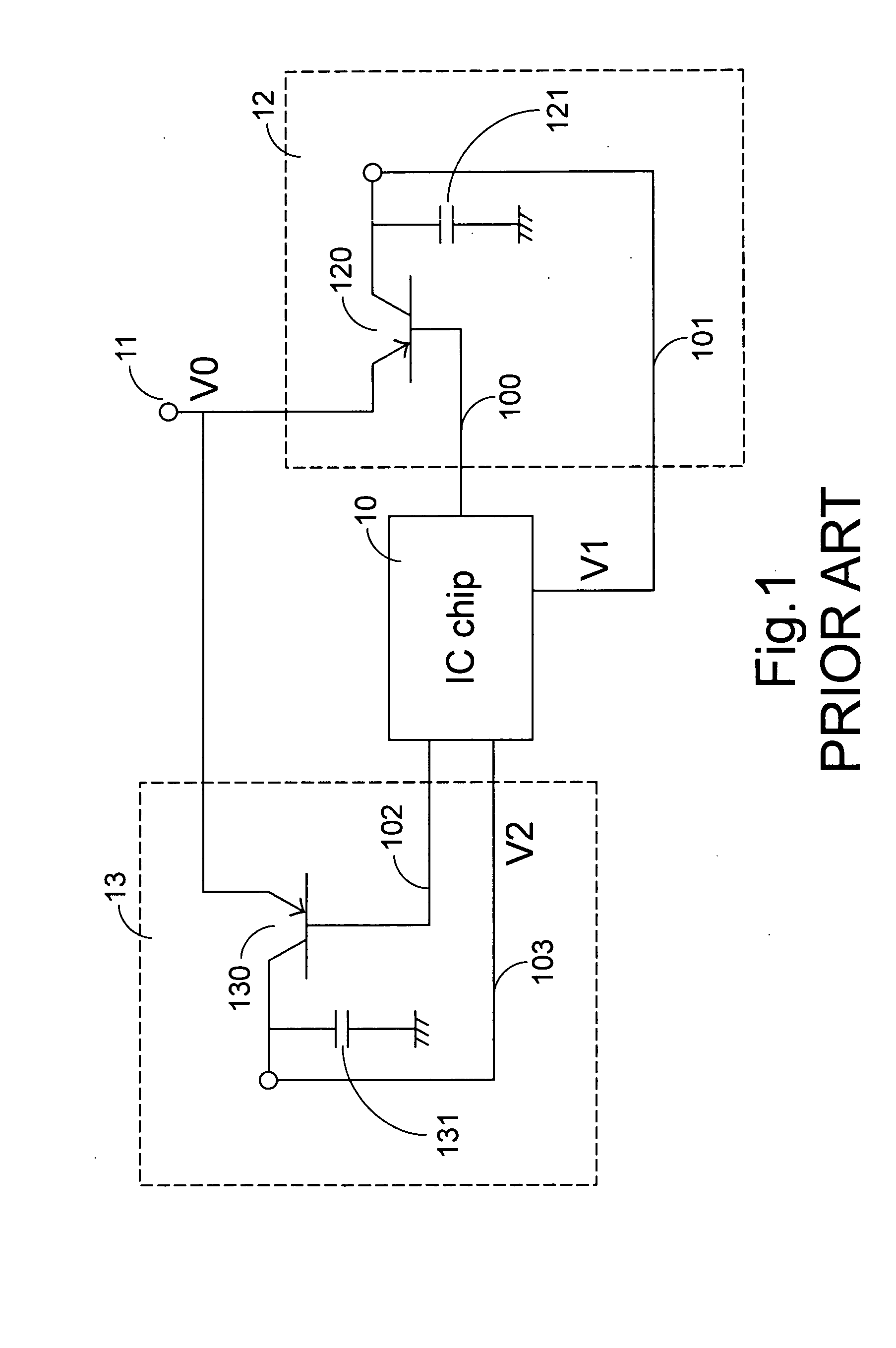 Voltage regulator circuit of integrated circuit chip