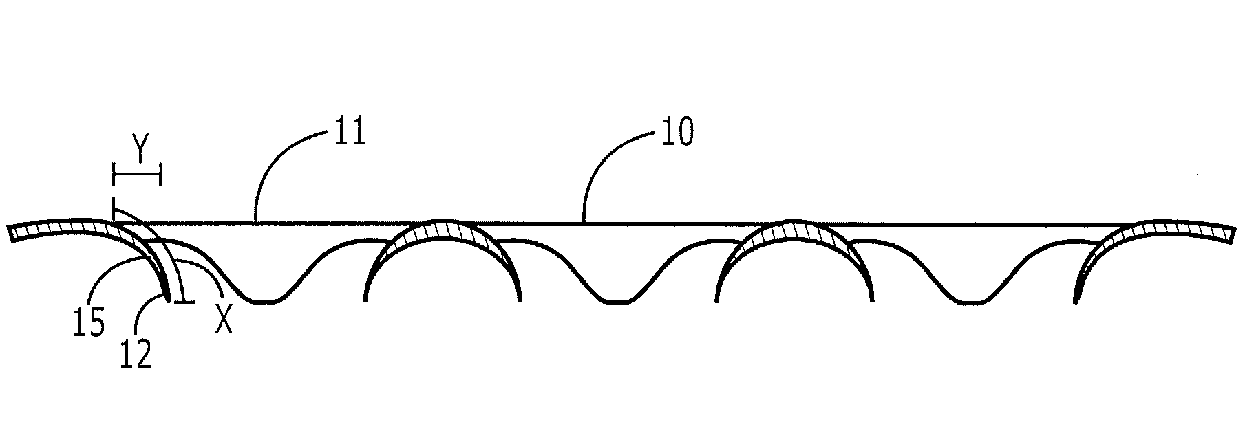 Web having apertures with convex sides