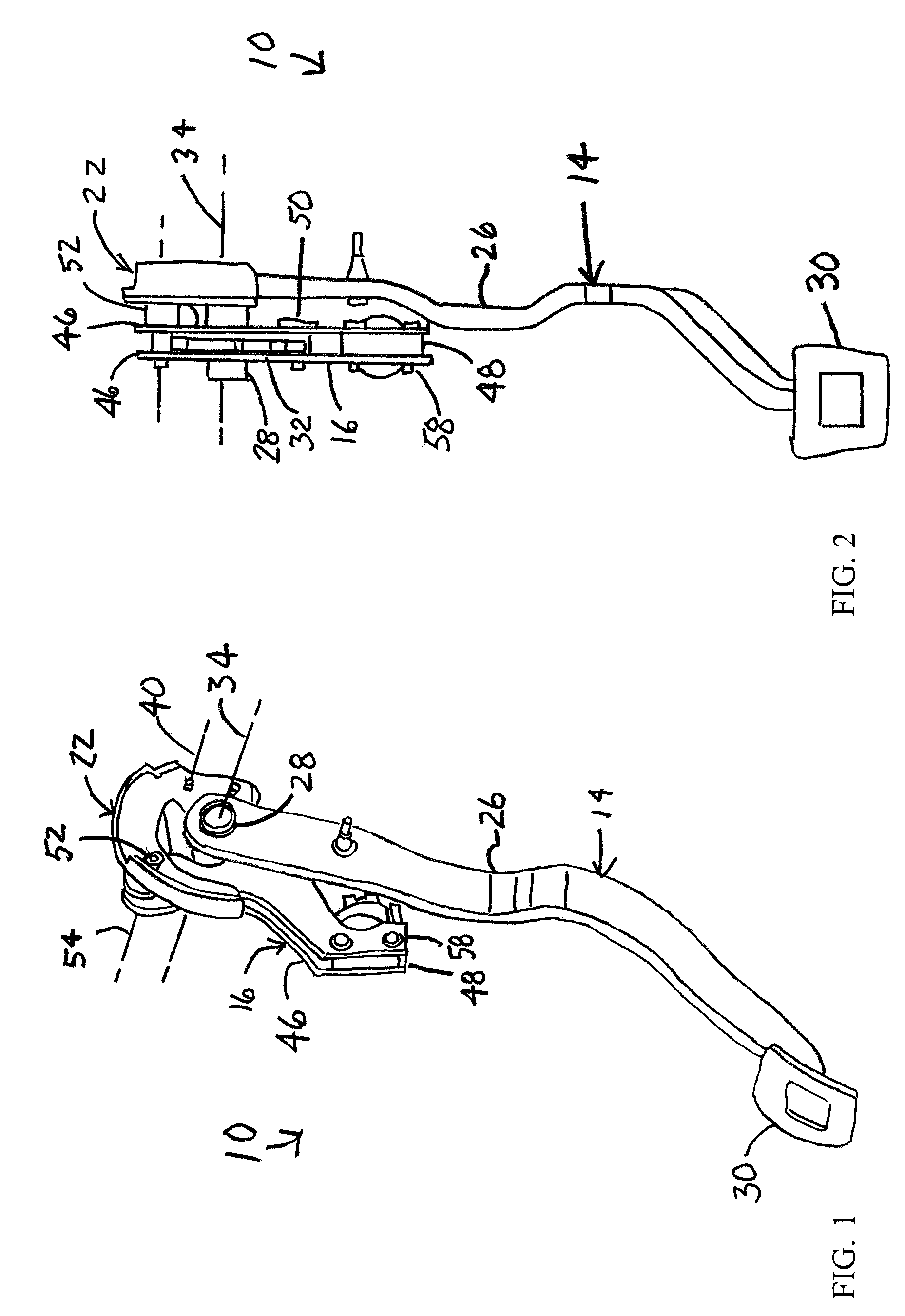 Break-away pedal assembly