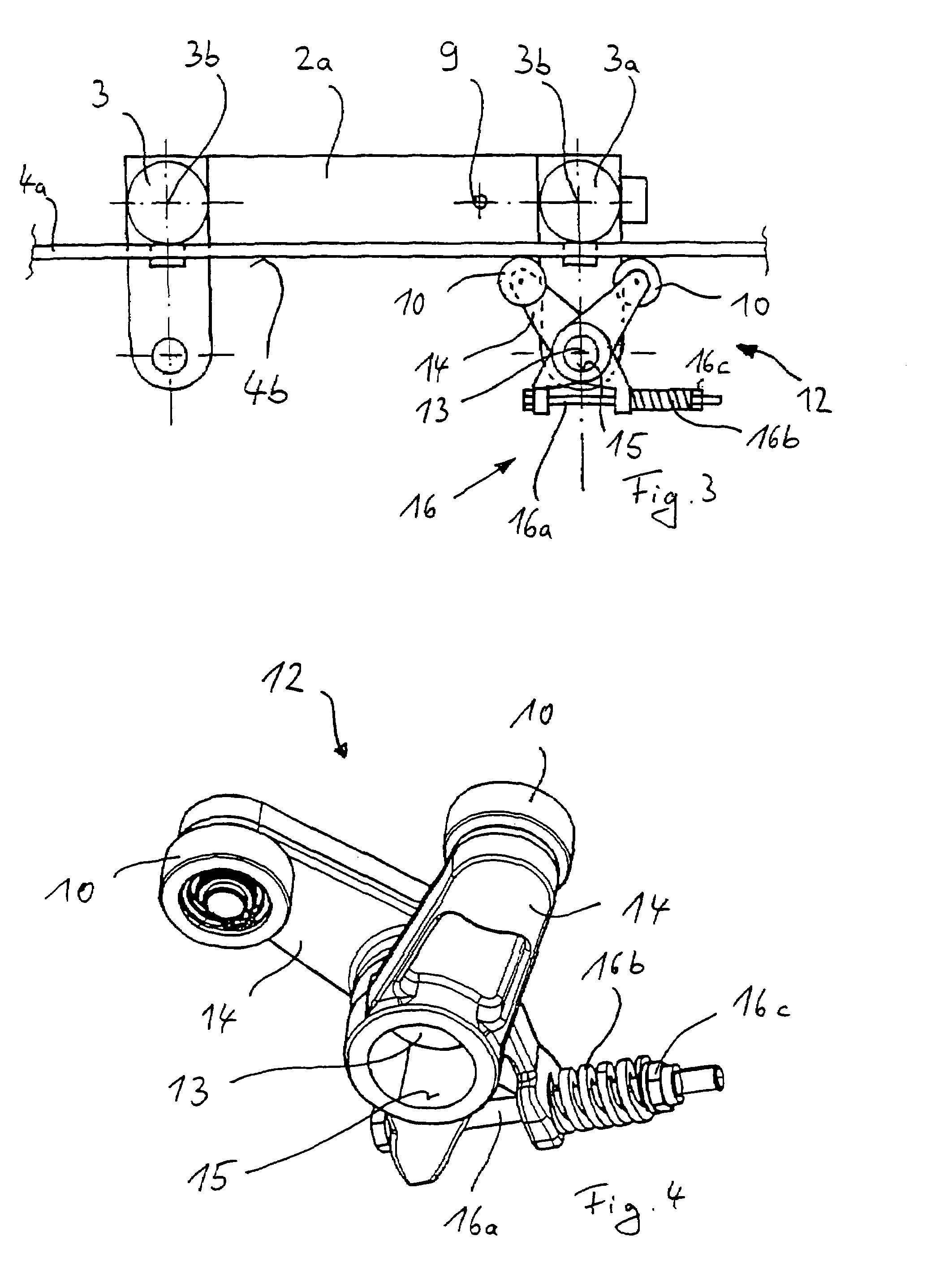 Crane trolley with low overall height