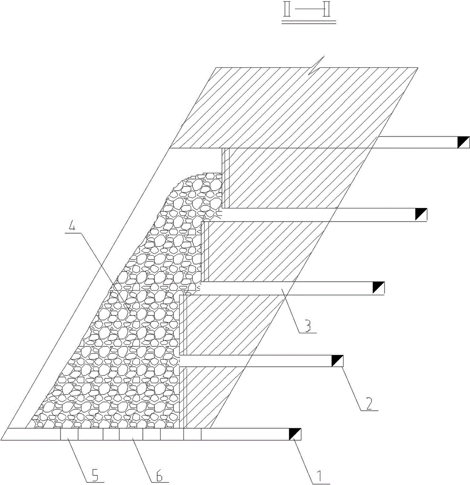 Large-structure sublevel drilling stage ore removal mining method with delayed filling