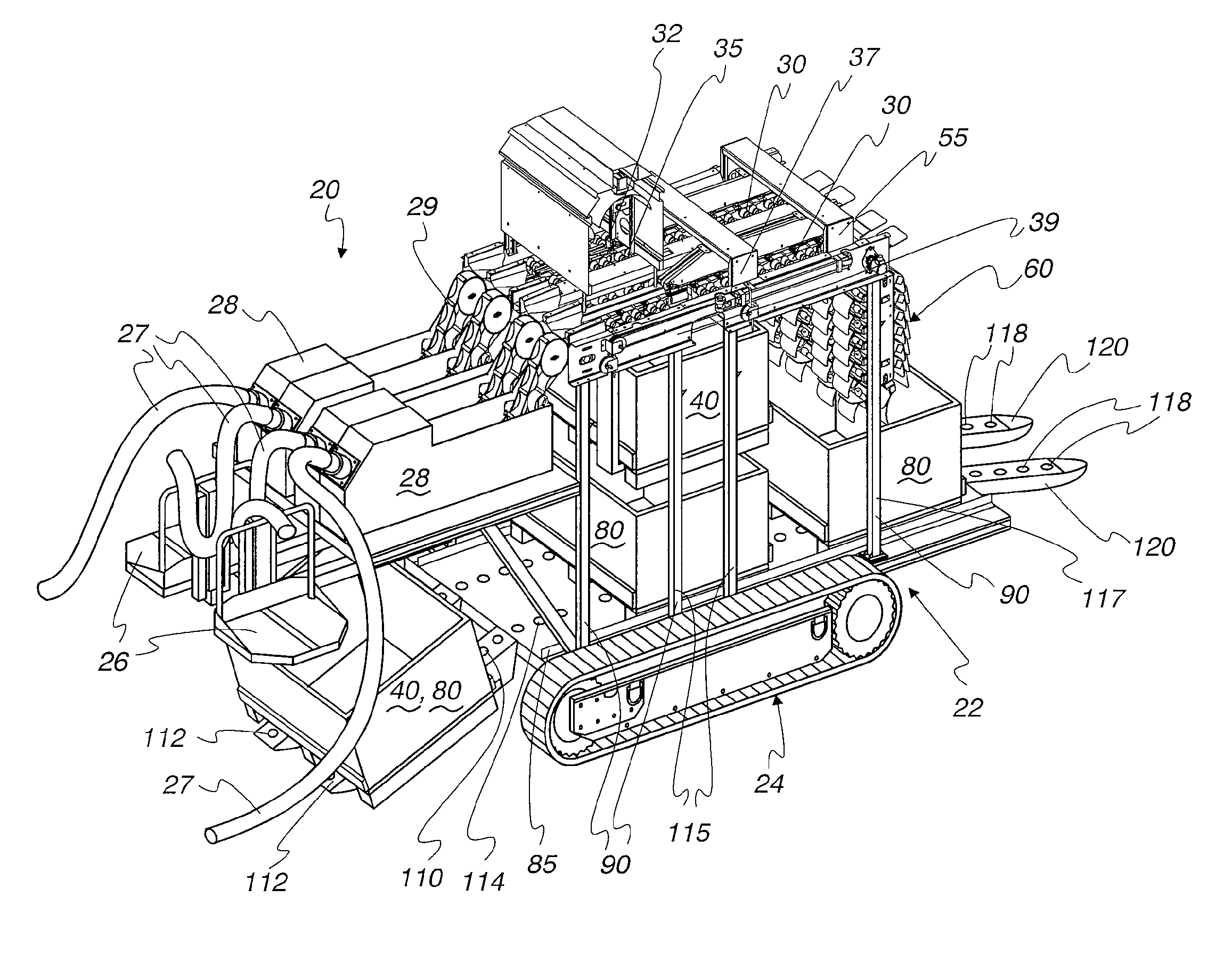 Mobile system for improving the picking and preliminary processing of apples, citrus, stone fruit and like objects