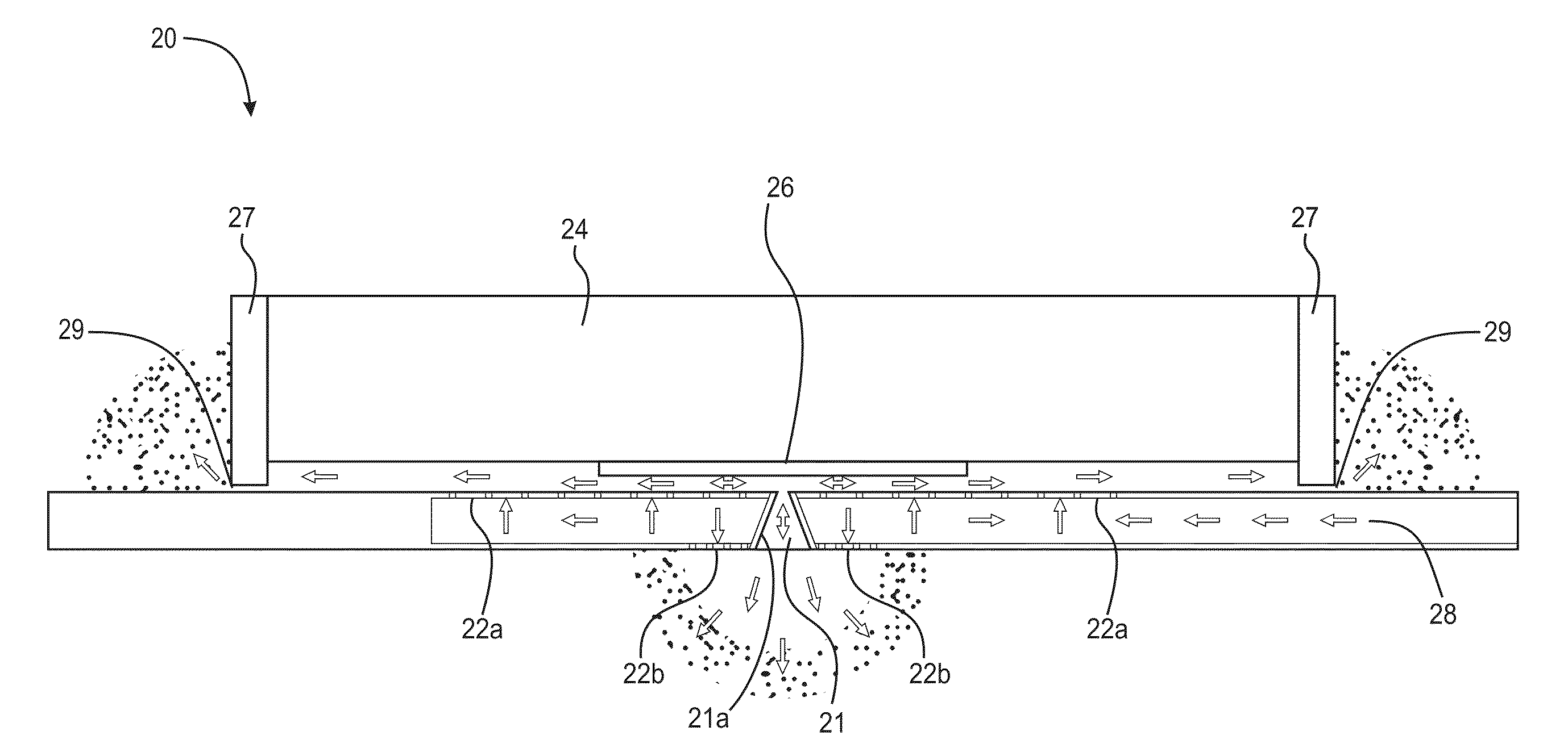 Particle control near reticle and optics using showerhead