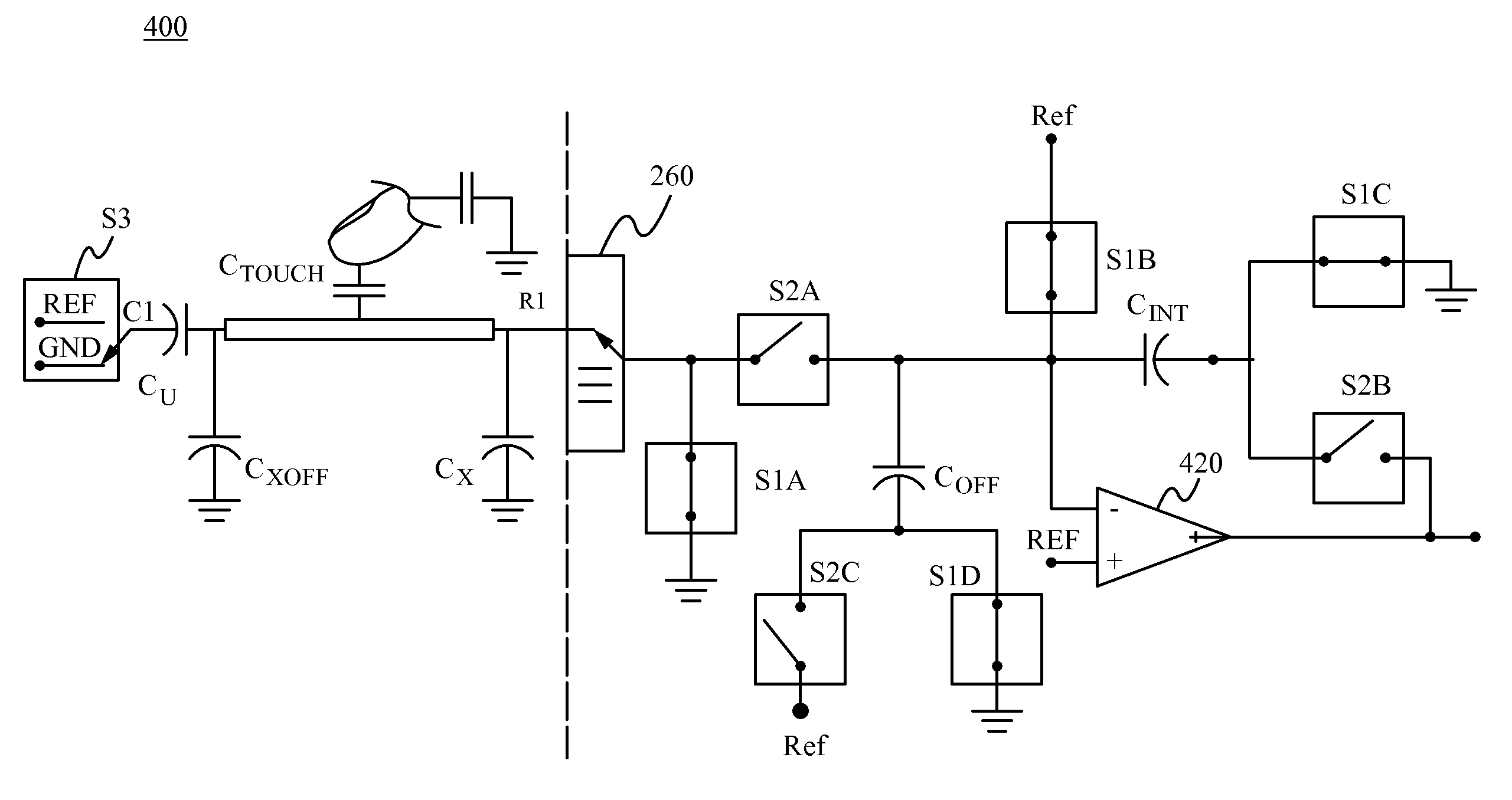 System for and method of transferring charge to convert capacitance to voltage for touchscreen controllers