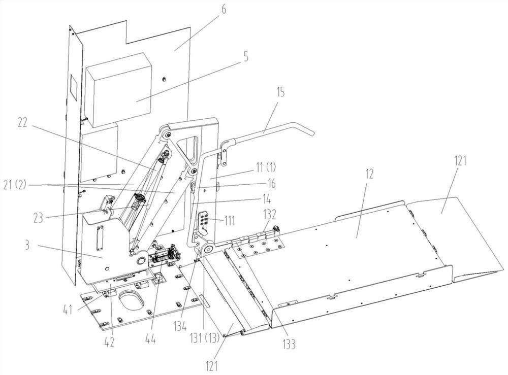 Auxiliary equipment for person with mobility difficulties to get on and off vehicles