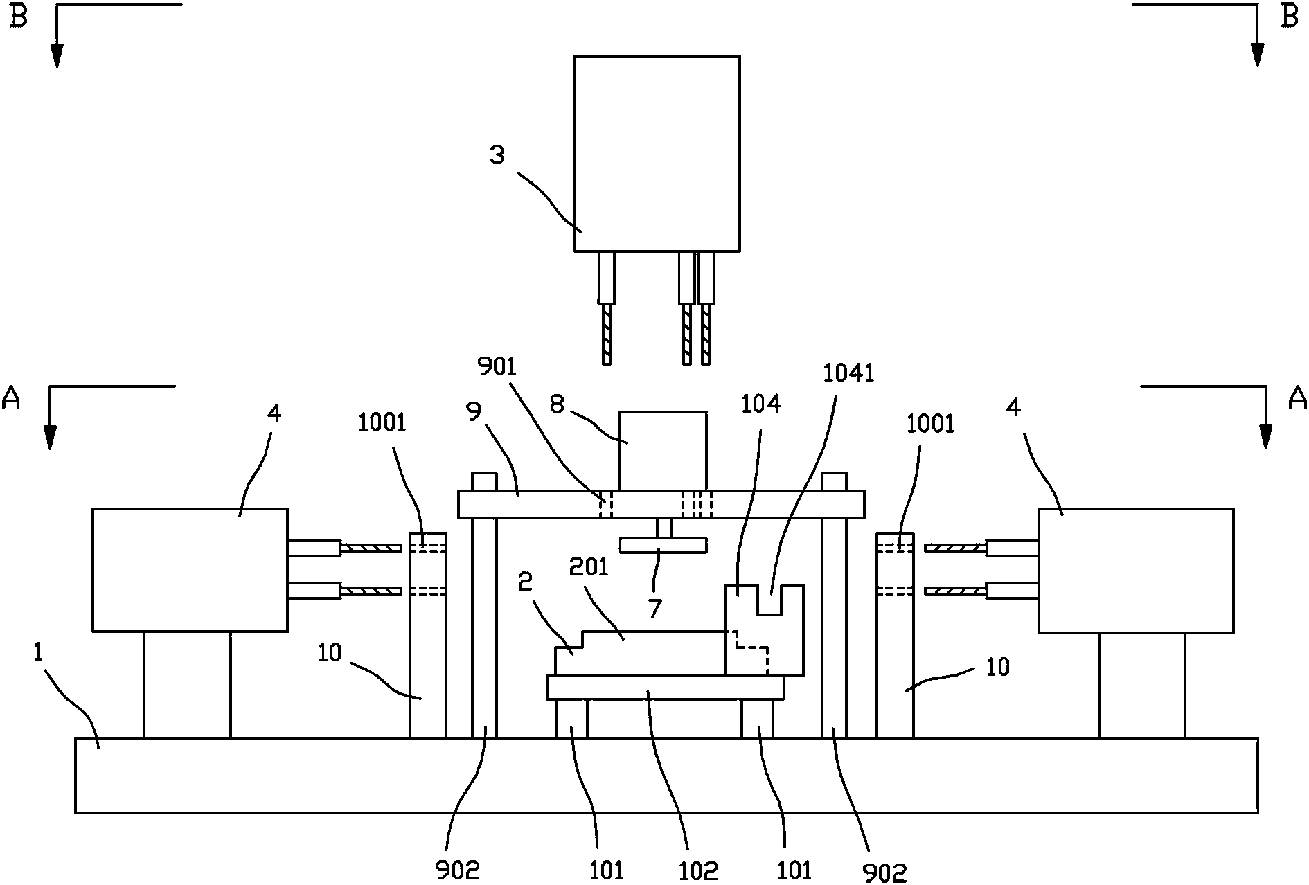 Tapping device for punching chassis