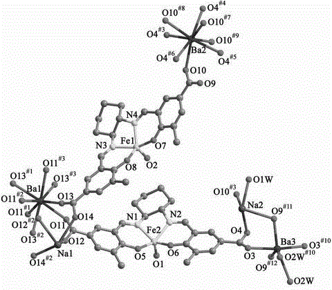 Preparing method for Ba/Fe/Na metal and carboxylic acid Schiff base complex