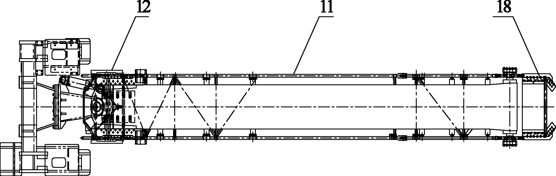 Diagonal tensile cantilever type conveyor