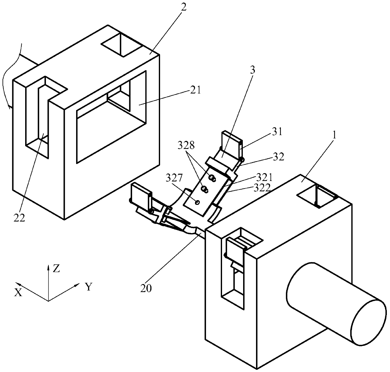 Clamping, stretching and compression test device of multifunctional curved surface test piece