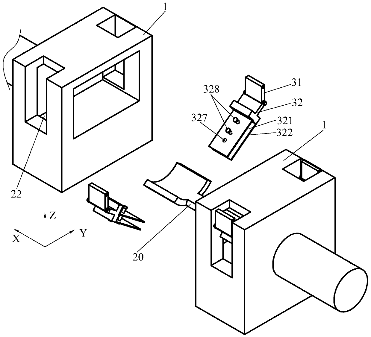 Clamping, stretching and compression test device of multifunctional curved surface test piece