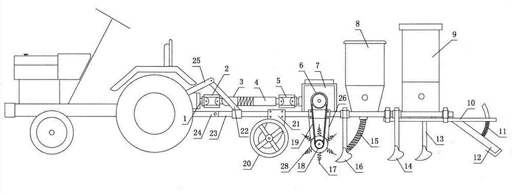 Straw-burning-free seeder with elastic poking teeth