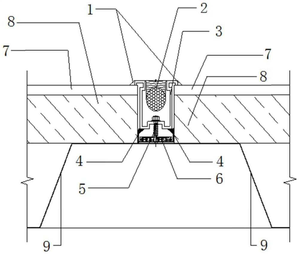 Waterproof structure at abutted seam of prefabricated light-steel keel composite wallboards