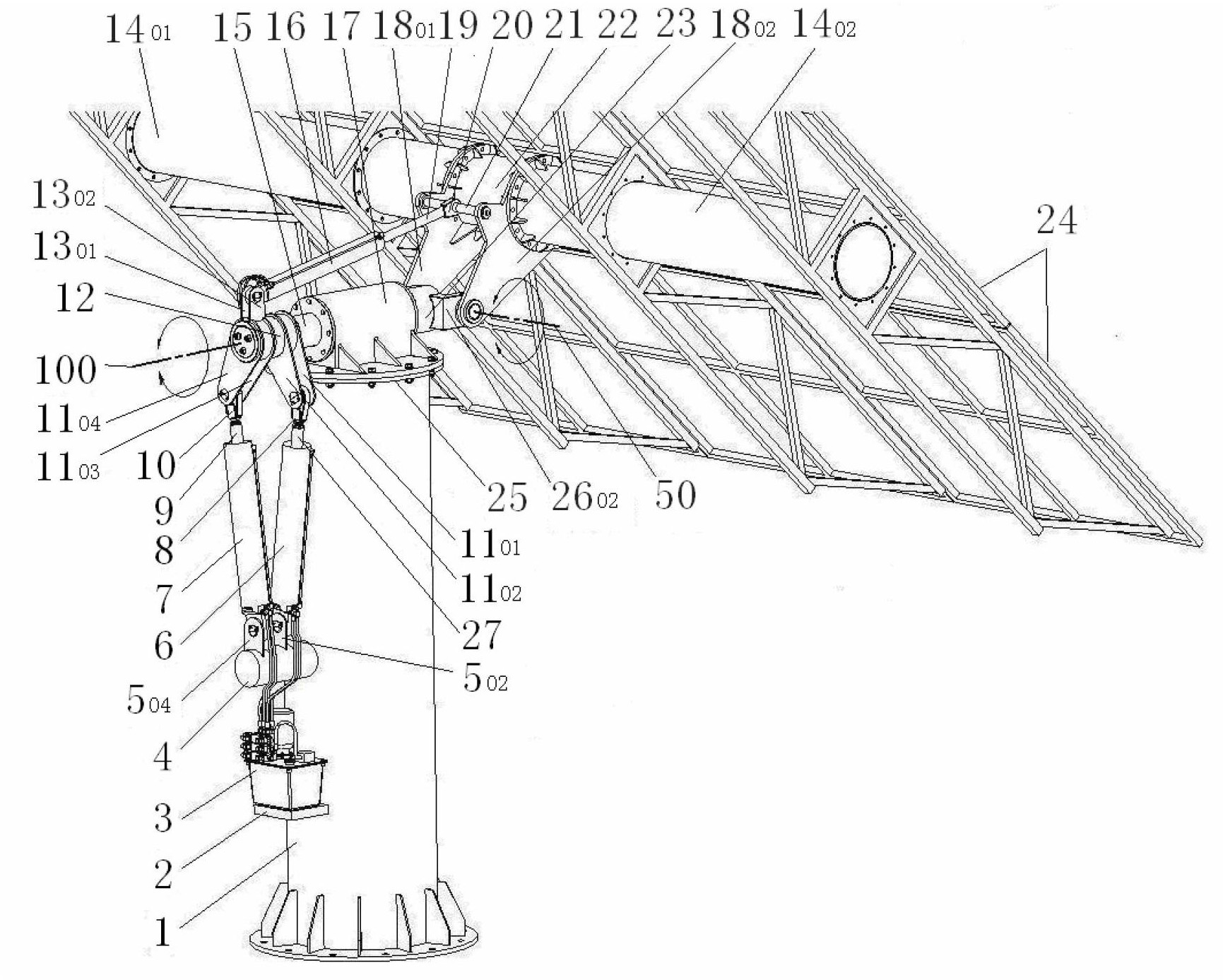 Hydraulic drive mechanism of heliostat