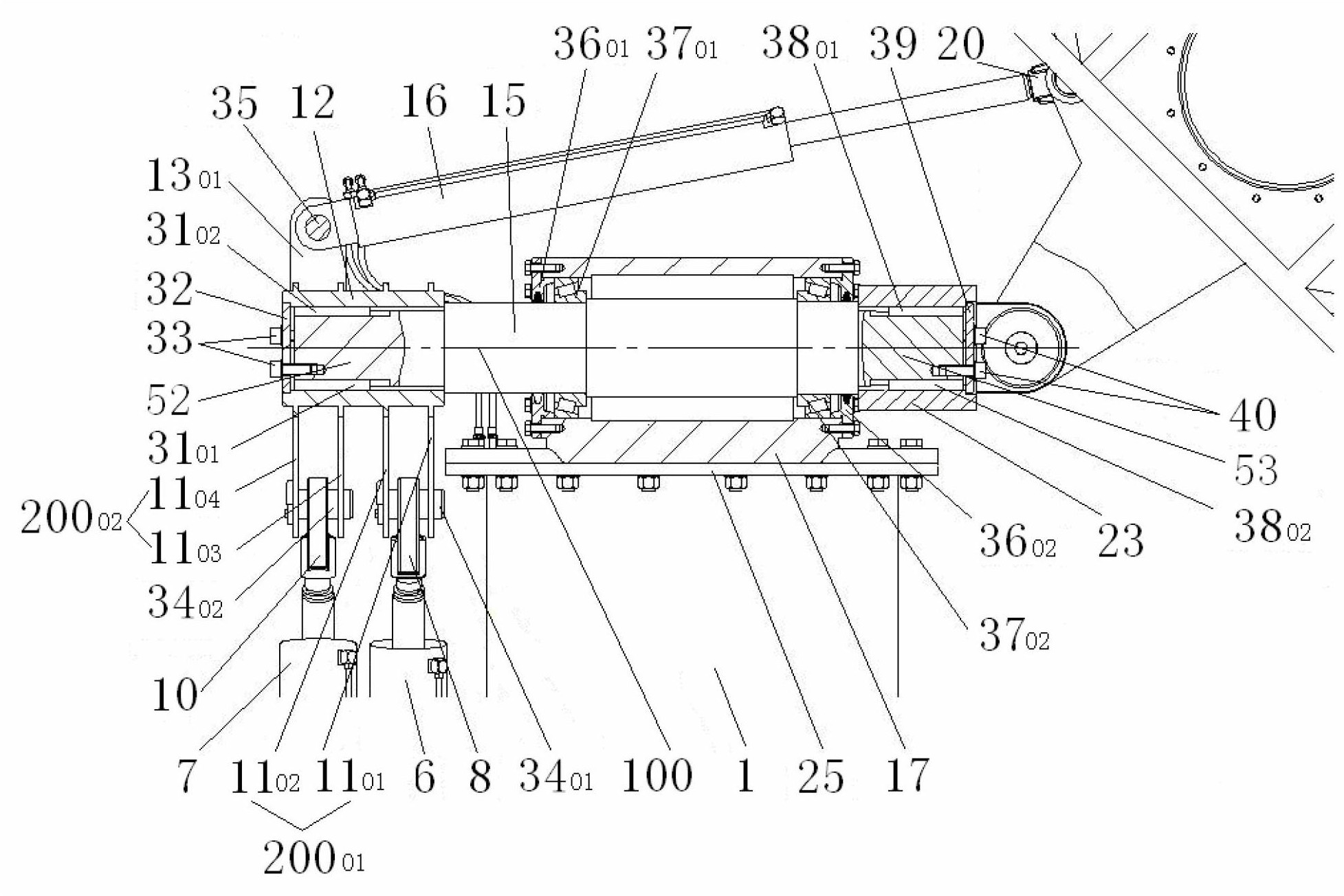 Hydraulic drive mechanism of heliostat