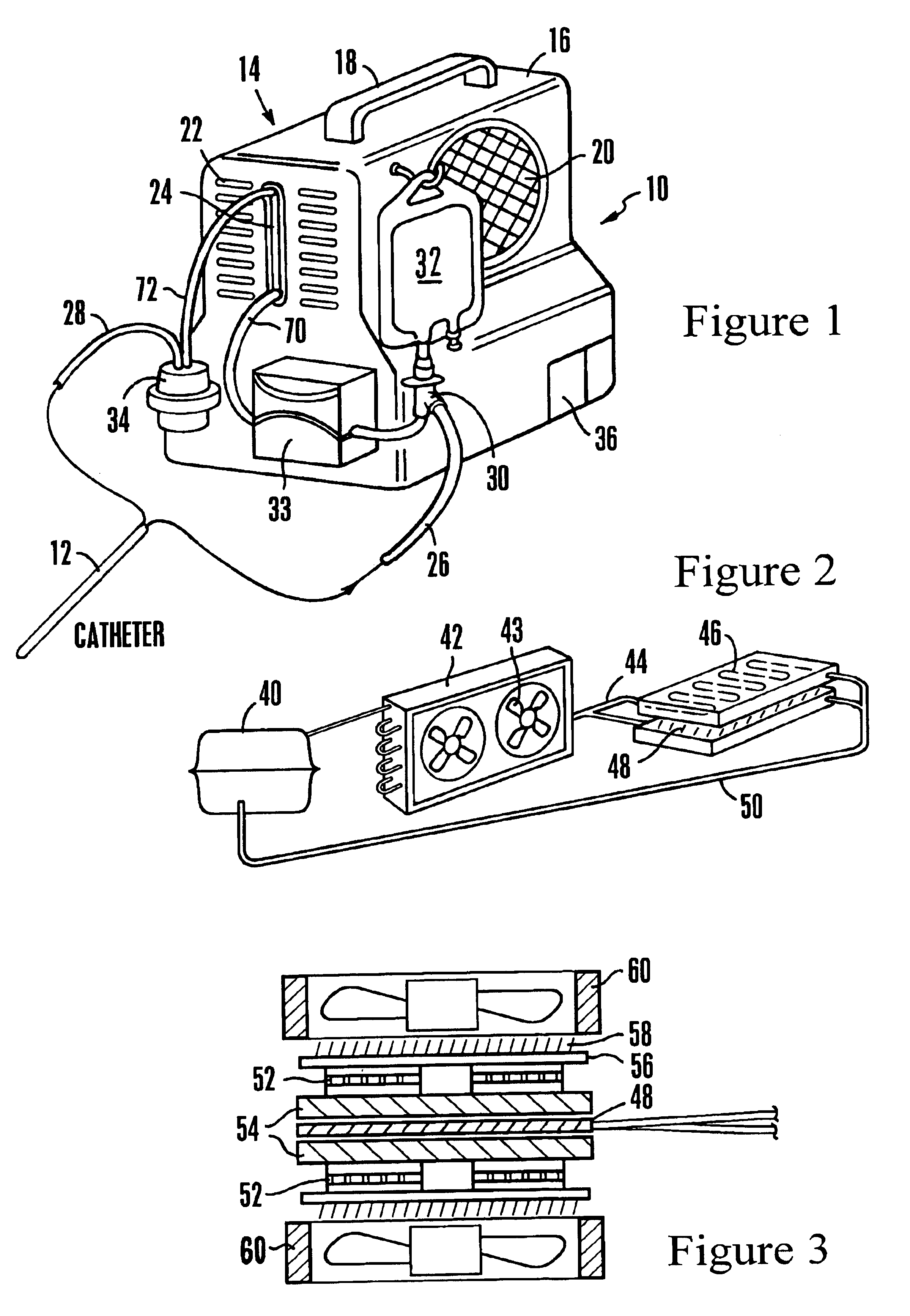 Portable cooler for heat exchange catheter