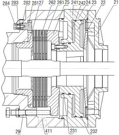 A central normally closed wet drive axle with a multi-section cantilever structure