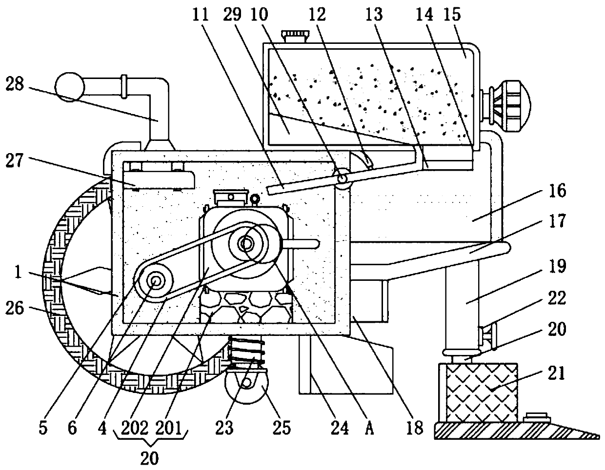 Soil treatment device for preventing abelmoschus manihot flowers from mildewing