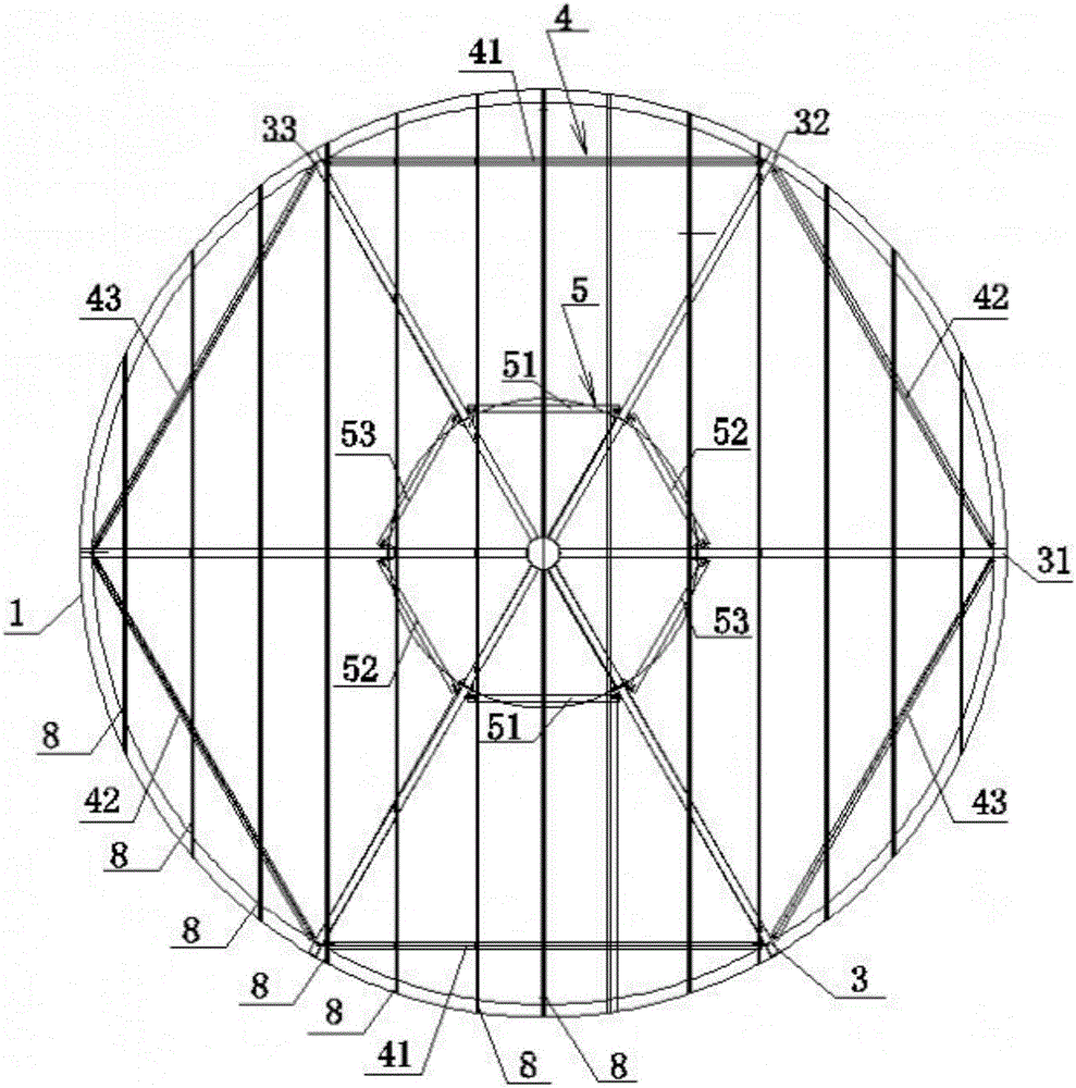 Construction method for assembling cone steel coal bucket of super-large type bundling polygonal coal bunker group