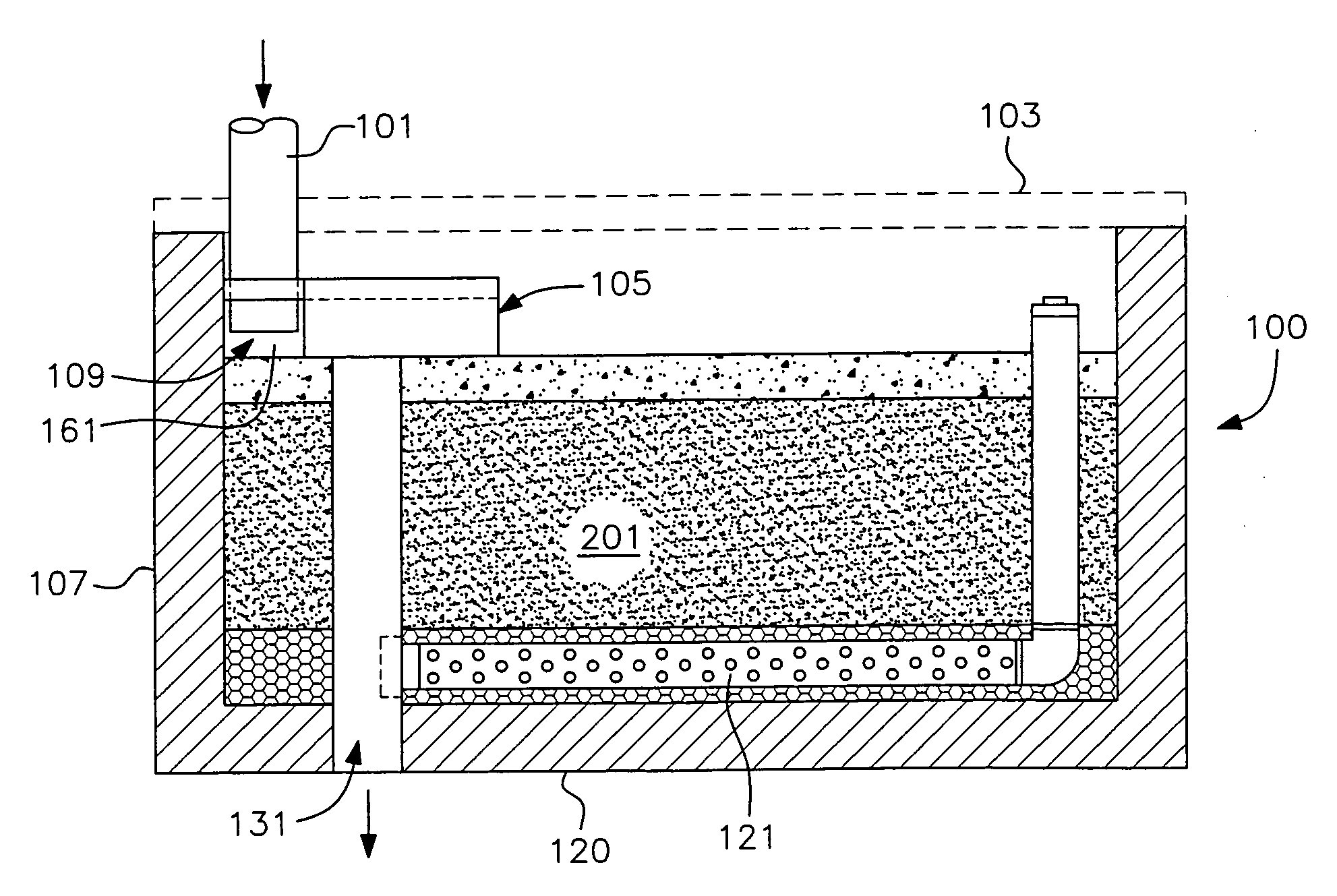 Stormwater treatment system with flow distribution overflow/bypass tray